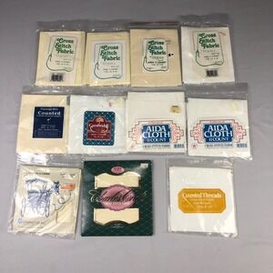 NEW Lot of 10+1 -Cross Stitch Fabric Aida 11 count-12"x18" White & OffWhite READ